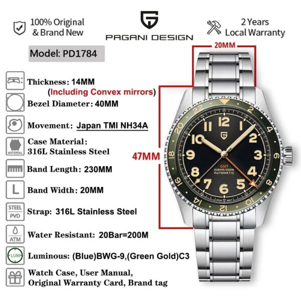 PAGANI DESIGN PD-1784 – GMT Aviador Automático - Image 3